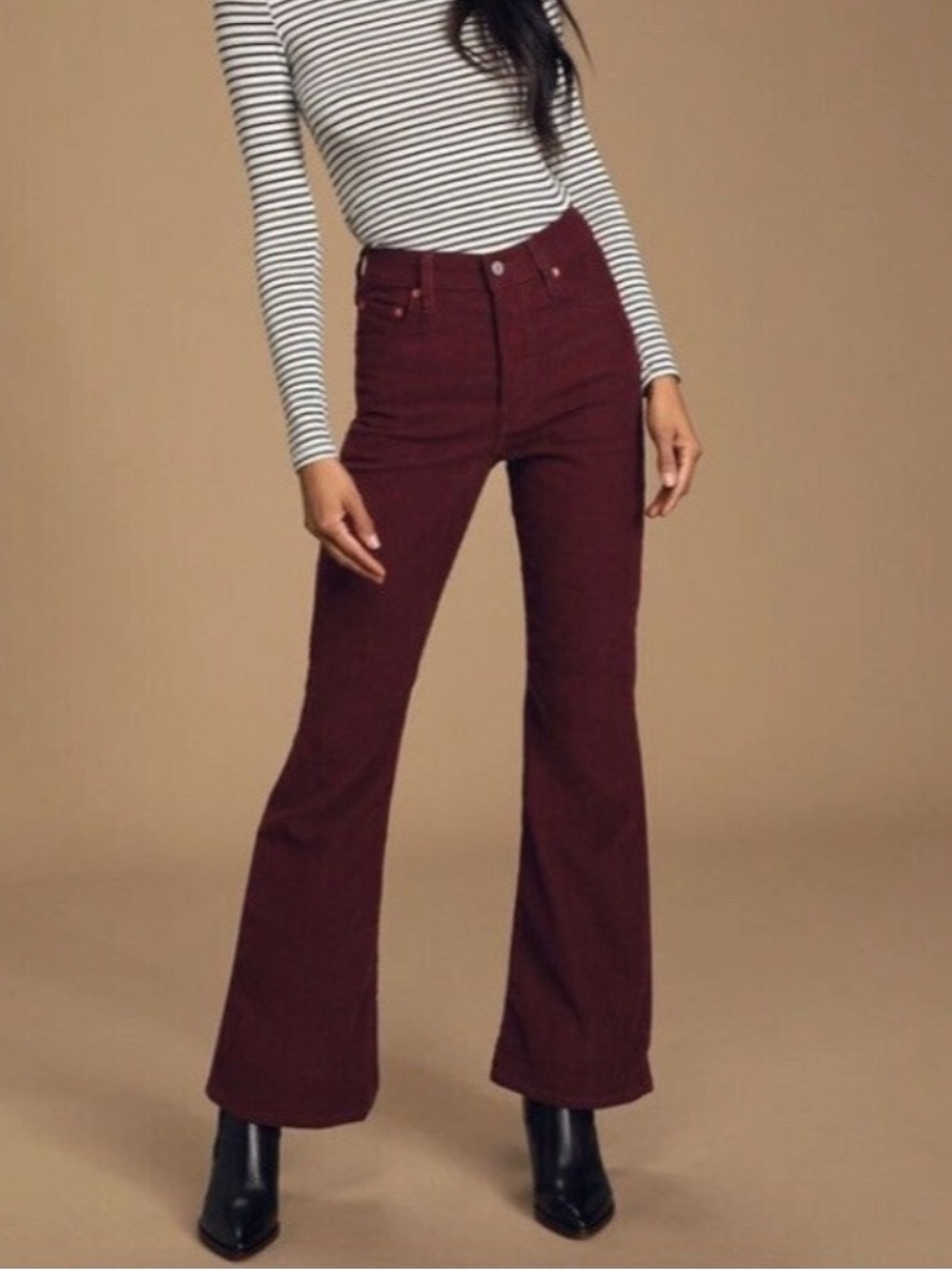 Levi’s Premium Ribcage Crop Bootcut Corduroy Big E Pants Size 25